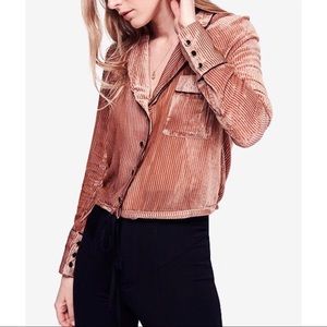 Brand new Free People metallic pink velvet top
